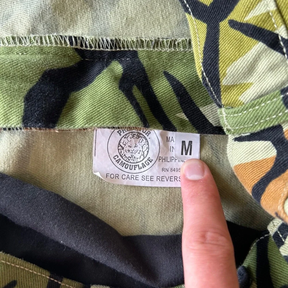 Vintage 90s Predator Camo Jacket Pants Set Size Large Medium Green Hunting Suit